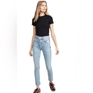 AGOLDE Nico High Rise Slim Fit Button Fly Light Wash Organic Cotton Denim Jeans